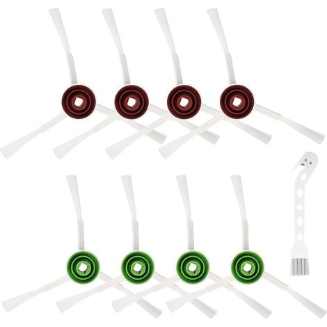 Brosses Latrales de Rechange pour Ecovacs Deebot T20/T20e/X1/T10 Omni/T8/T9/N8/X1/T10 Turbo/T9+/N8+/N8 Pro/N8 Plus/950/920/T8+/T8 AIVI/T8 Max Accessoires, 8 Brosses Latrales, 1 Brosse de Nettoyage (1/5)