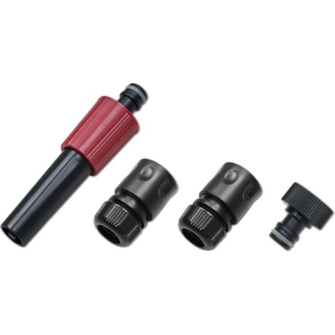 4 tlg. Gartenbrause-Set 1/2" schwarz/rot