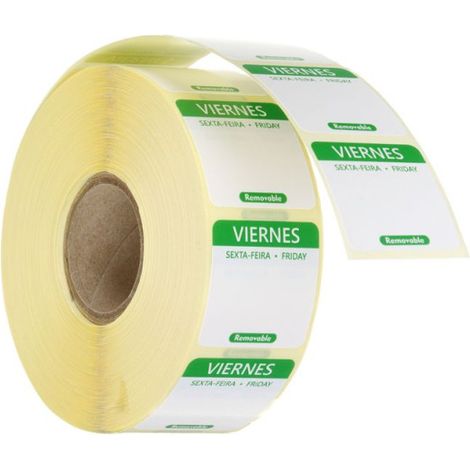 Étiquettes de sécurité alimentaire journalières, multi-usages, faciles à retirer - 72x28xH72 mm - Ref 850848 - Hendi (1/2)