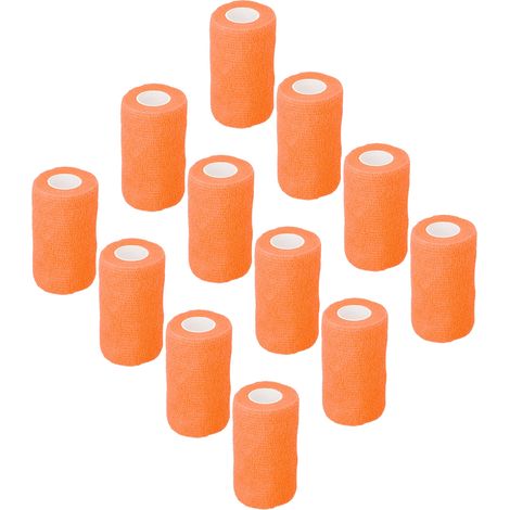 12 PCS bandes auto-adhésives pour sabots de vaches, non-tissé orange, soin des onglons bovins, bandage vétérinaire pour élevage (1/5)