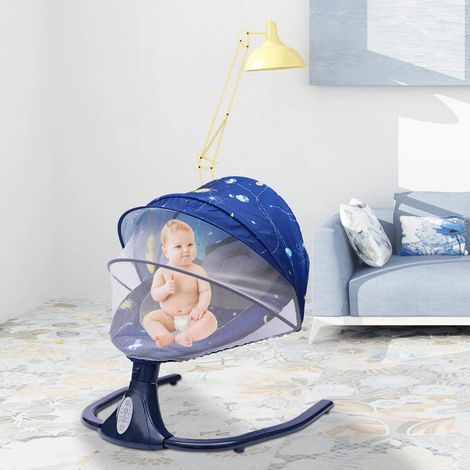 Elektrische Babywage, Kurve-Design-Schlafwiege, verstellbarer Winkel, mit Timing- und Musikfunktion, geeignet für 0-20 Monate