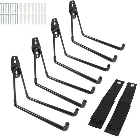 Lot de 4 crochets de garage pour fixation murale, support de rangement avec 2 rallonges. (1/5)