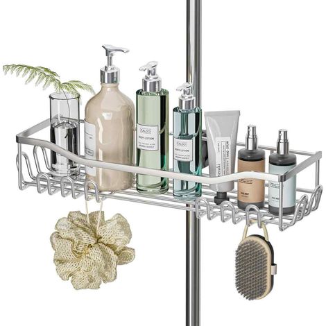 Etagere Douche - Acero Inoxidable Sin Perforacion - Para Barra 18 A 25 Mm - Capacidad Grande - Plata - 1 Unidad (1/5)