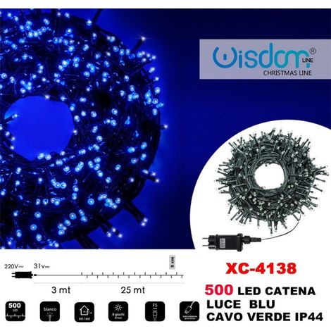 Trade Shop - LICHTERKETTE 500 LED GLÜHWÜRMCHEN BLAU LICHT GRÜN KABEL IP44 XC-4138 -