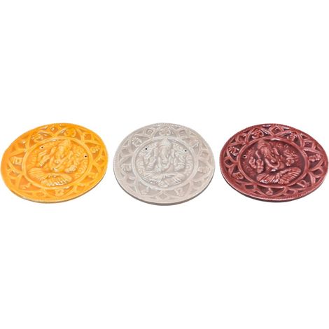 Platos portaincienso Ganesha de aluminio 11 cm, 3 diseños (1/5)