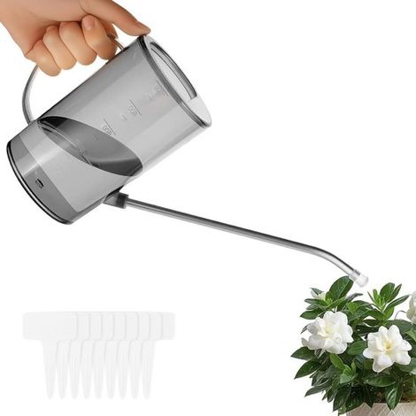 Praktische Gießkanne mit langem Ausguss für Zimmerpflanzen, 1 Liter Fassungsvermögen, ideal für Zimmerpflanzen, Sukkulenten und Bonsai-Blumen (Grau) (1/5)