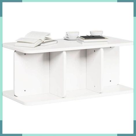 Table basse - 873521 - Blanc - Bois massif en pin - 6 étagères (1/5)