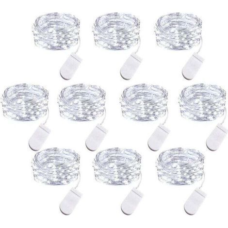 pair Lot de 10 Guirlandes Lumineuses LED à Piles, 1m Fil de Cuivre 10 Ampoules LED pour Chambre Maison Fête Mariage Festival Concert Décoration (1/4)