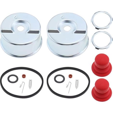 Kit de réparation de carburateur - 2 ensembles de cuvette flottante - Siège d'aiguille pour Tecumseh 631867 631021B - Pièces de moteur avec ampoule d'amorçage, joint torique, petit kit de (1/5)