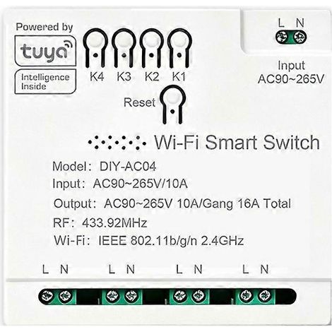 Interrupteur relais WiFi pour porte de garage Tuya, module RF 4 canaux 90-265 V 16 A, module de rideau WiFi, interrupteur sans fil (1/5)