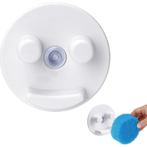 Schwammhalter mit Smiley-Gesichtsmuster für Küchen- und Badezimmerwaschbecken, mit Saugnäpfen zum Halten von Reinigungsschwämmen. (1/5)