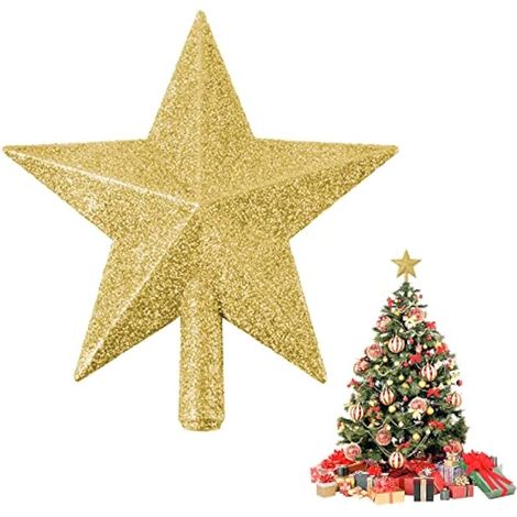 Étoile de Noël scintillante pour sapin, décoration de Noël incassable, ornement doré pour fête ou maison (Or) (1/5)
