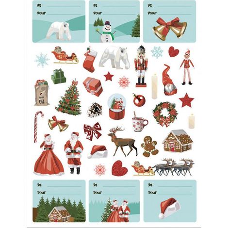 Gommettes adhésives - GRAINE CRÉATIVE - Noël - 2 planches - 95 stickers - Multicolore