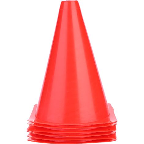 Lot de 6 cônes d'entraînement de football de 18 cm, barrières en plastique, porte-marqueurs, accessoires rouges (1/5)