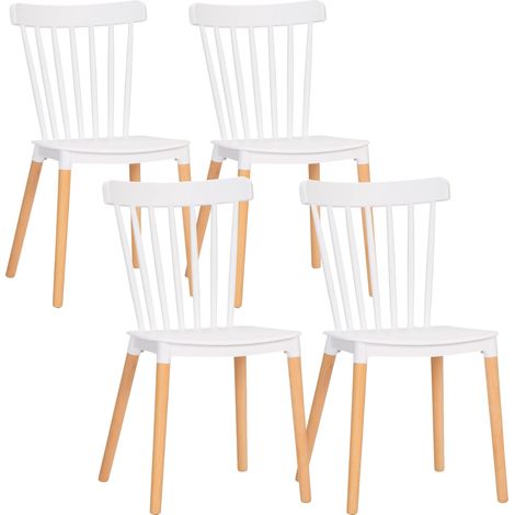 Silla de comedor, estilo moderno, material resistente, blanca. (1/2)