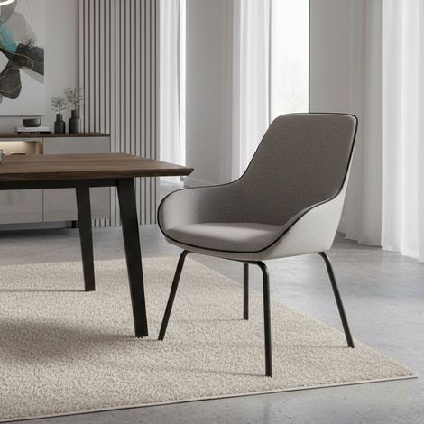 Dmora - Silla de oficina Dglionn, Sillas de oficina para sala de espera, Silla ergonómica para sala de espera, 66x59h90 cm, Gris (1/3)