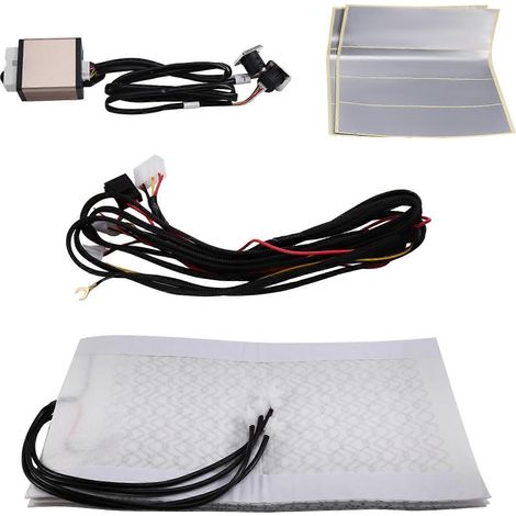 Kit universel et intégré de chauffage de siège auto avec 2 sièges, coussins chauffants, 3 niveaux de chauffage, système de commande et interrupteur carré - JBMEDIA (1/4)