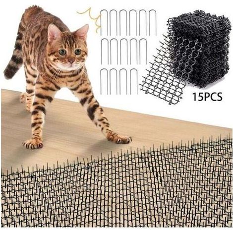 Tapis Anti Chat,Pic Anti Chat,15 StückeTapis Anti Chien avec Epine,Barriere Anti Chat Exterieur,Tapis Répulsif Chat,Anti Chat Exterieur Puissant,Grille Anti Chat,Répulsif Chien Intérieur Tapis (1/4)