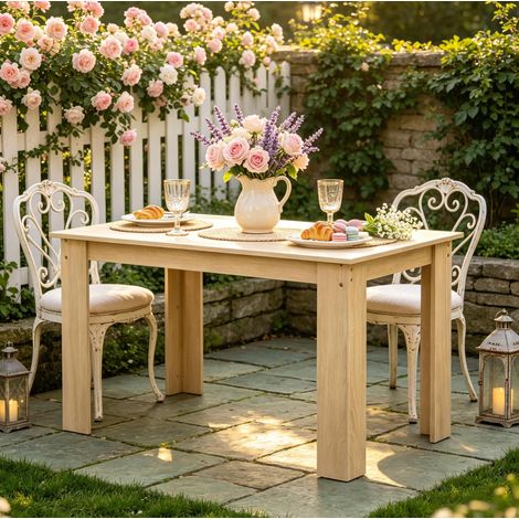 Table à manger 120x69x75 cm en panneaux de particules chêne, stable pour salle à manger – MEUBLIV (1/5)