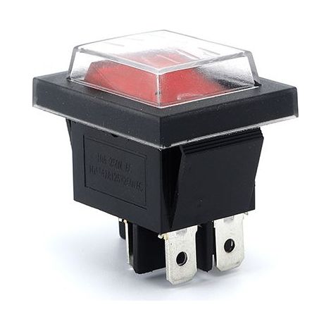 Interrupteur À Bascule - DPST KCD3 - 16 A 220 V - Avec Voyant Rouge Et Couvercle Étanche IP67 - 3 Pièces (1/4)