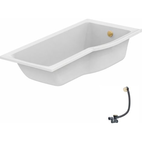 IDEAL STANDARD Bañera/ducha Connect Air de 170 x 80 cm, con desagüe y acabado dorado, para instalación a la derecha.