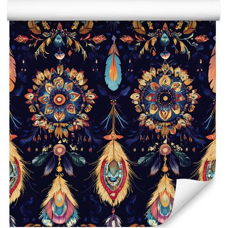 Carta da parati boho blu navy e indaco per soggiorno e camera da letto 50x1000 cm (1/5)