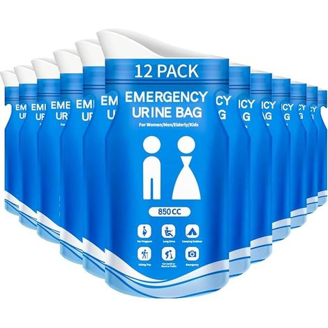 12 sacs à urine jetables, 850 ml, urinoir portable pour les déplacements, toilettes d'urgence mobiles pour la voiture, sac à urine en gel, sac sectaire naturel portable, sac à urine pour le camping, l (1/5)