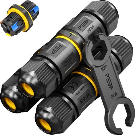 Connecteurs de Câbles Étanches IP68 - Boîte de jonction 3 Fils - Raccord extérieur étanche pour jardin - Dérivation de câble Ø4-12mm - Boîtier électrique extérieur étanche et sécurisé,3 pièce (1/5)