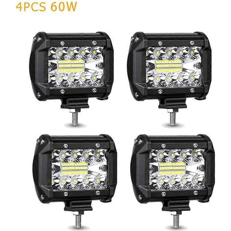 Barre lumineuse de travail LED 4/2 pièces 12-24 V, phares LED, projecteurs antibrouillard à diode pour quad, tracteur, moto, accessoires tout-terrain, 4 x 460 W, 4 pièces (1/5)