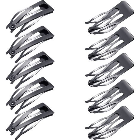 Lot de 24 pinces à cheveux à double adhérence, pinces à cheveux en métal, barrettes pour coiffure, fournitures de salon (noir canon de fusil) (1/5)