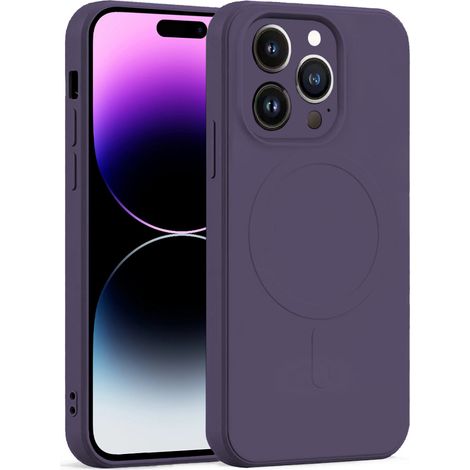 Set di custodie Mag Cover in silicone per iPhone 14 Pro Max, viola + vetro (1/5)