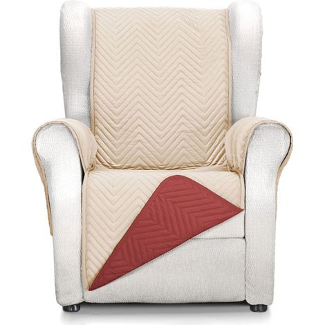 Housse de Fauteuil 1 Place Relax Confort et Ajustement Complet - Housse pour Fauteuil 1 Place et Fauteuil Relax Couleur Beige/Rouge (1/5)