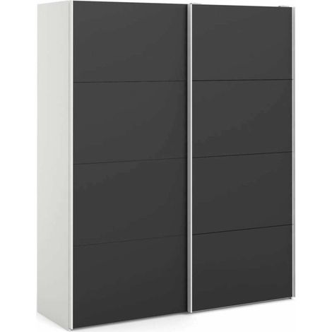 Dmora - Armario 2 puertas Paeng, Muebles de dormitorio, Vestidor, Armario de ropa, 182x61 h220 cm, Blanco y Negro