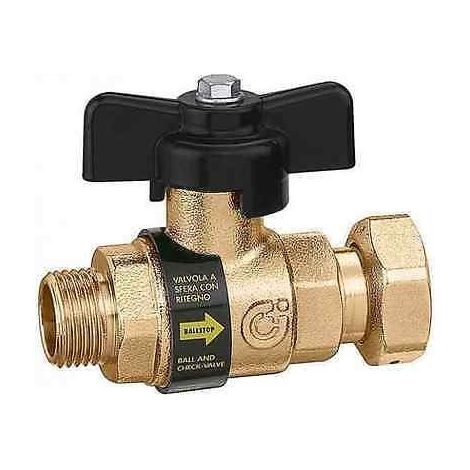 Valvola a sfera con ritegno incorporato BALLSTOP 3/4" M calotta 3/4"F Caleffi 334500  3/4" M calotta 3/4" F
