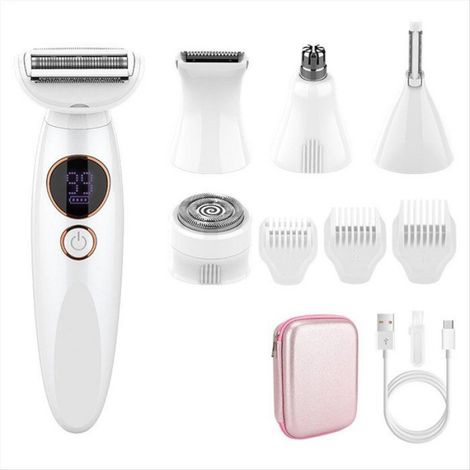 Appareil D'Épilation Électrique pour Femme, Rasoir Épilateur, Tondeuse Indolore, Rasoir pour le Visage, le Nez, les Jambes, les (1/4)