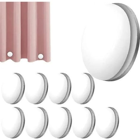 Poids magnétiques pour rideaux et pinces à tissu, caoutchouc et aimant, blanc/gris, 10 pièces. (1/5)