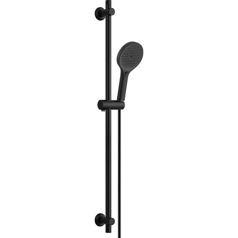 Colonne de Douche en Acier inoxydable avec Douchette à Main 3 Jets, Ensemble Barre de douche et Support de Pommeau de Douche et Tuyau pour Salle de Bain, 100cm Noir (1/5)