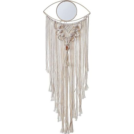 Suspension murale en Style bohème 100 % coton tissé Tapisserie à franges - Attrape-rêves - Motif mauvais œil - Décoration d'intérieur 82 cmx 30 cm