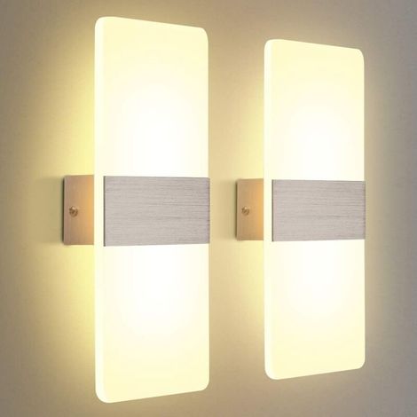 2er-Pack LED-Wandleuchten für den Innenbereich, 12 W, Warmweiß 3000 K, AC 230 V, Acryl-Wandlampe, modernes Design, Dekoration, Wandleuchte für Wohnzimmer, Schlafzimmer, Flur, Badezimmer, 29 x 11 x 4 c