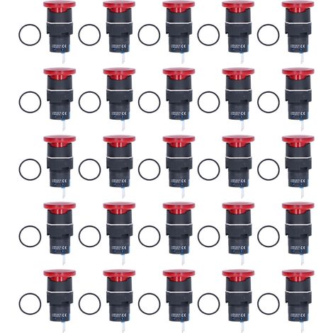 Bouton poussoir champignon autobloquant BERM 25 pièces - Interrupteur 16mm 3 broches rouge pour montage (1/5)