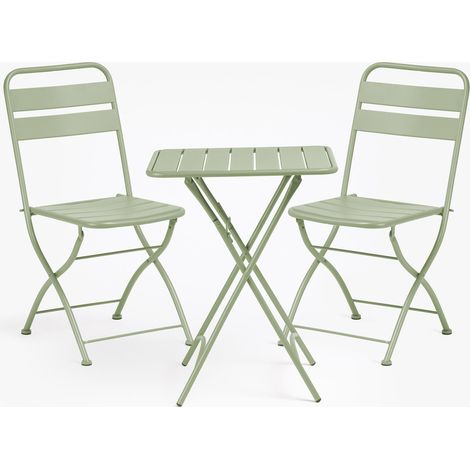 SKLUM Set aus quadratischem Tisch 60x60 cm und 2 klappbaren Gartenstühlen aus Stahl Janti Iceberg