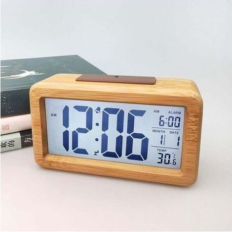 Reveil Matin Radio Reveil Bois Vintage Reveil Lumiere Bois Massif Mode , XU,Horloge Intelligente ÉLectronique Horloge ÉLectronique RéVeil en Bois Massif - KZQ (1/4)