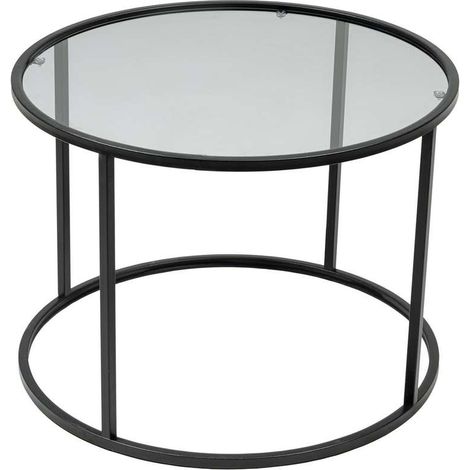 Table basse ronde en verre trempé et métal SOLSISTE (1/5)