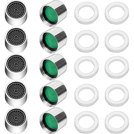 10 Pièces Mousseur Robinet, Filetage Intérieur M22, Filtre ABS, Laiton Chromé, Cuisine Salle de Bain (1/5)