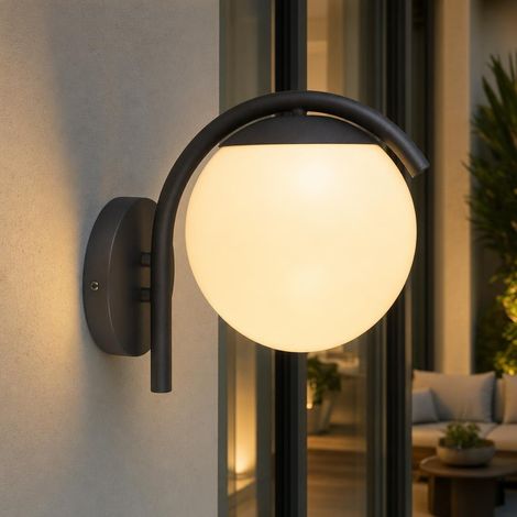 Außenwandlampe Fassadenlampe Gartenleuchte Kugel Haustürleuchte weiß H 26 cm (1/4)