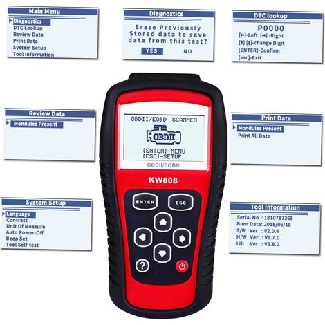 KONNWEI OBDII/EOBD Autos Codeleser und Autoscanner-Erkennungsdecoder KW808