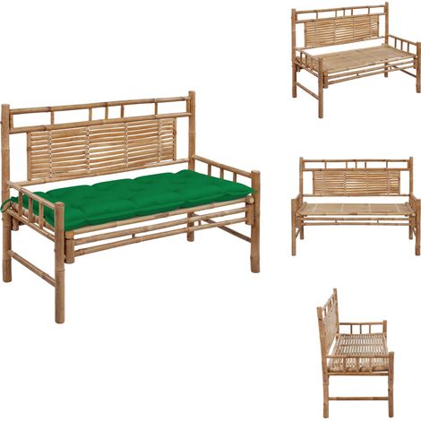Gartenbank mit Auflage 120 cm Bambus - Bambus Gartenbank - Gartenmöbel - Outdoor Möbel - Sitzbank - Lounge Chair (1/5)