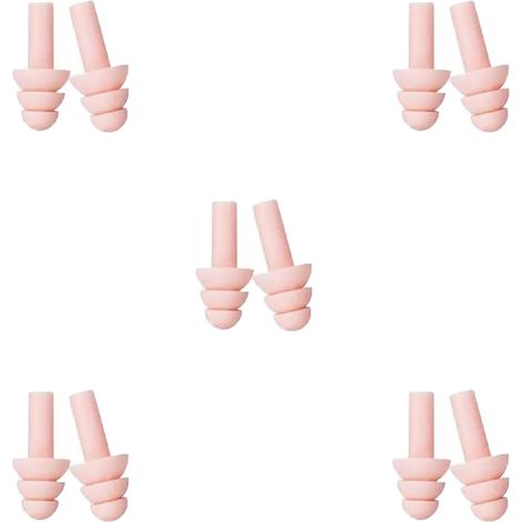 5 Paires Bouchons d'oreille en Silicone, Bouchons d'oreille pour Dormir, Nager Bouchons d'oreilles Étanches, Réutilisables Réduction de Bruit Bouchons d'oreille Convient pour Travail, Sommeil Rose (1/5)