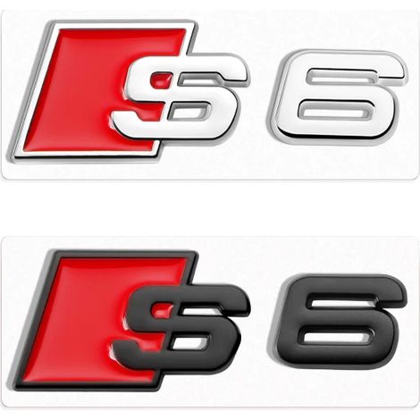 (s6,1Pcs-Noir) - 1 autocollant emblème 3D en métal, compatible avec les ailes, le coffre et l'arrière des voitures Audi série S.