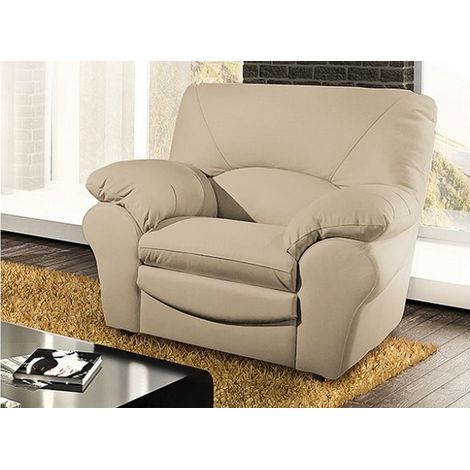 Fauteuil 1 place en 100% tout cuir italien vachette OSATIS, couleur beige (1/5)